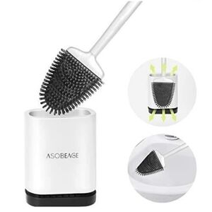 2 Pack - Asobeage Silicone Toilet Brushes with Holders